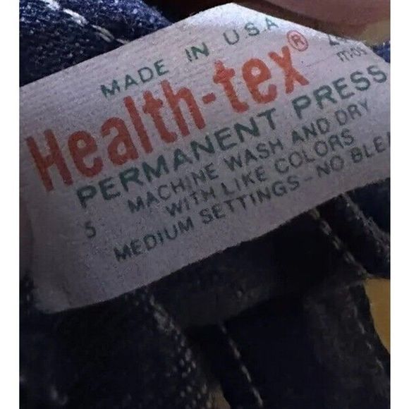 VINTAGE Health-Tex Retro Denim Cloth Bib Overalls W/Red Truck 24m Made In USA - Picture 5 of 6